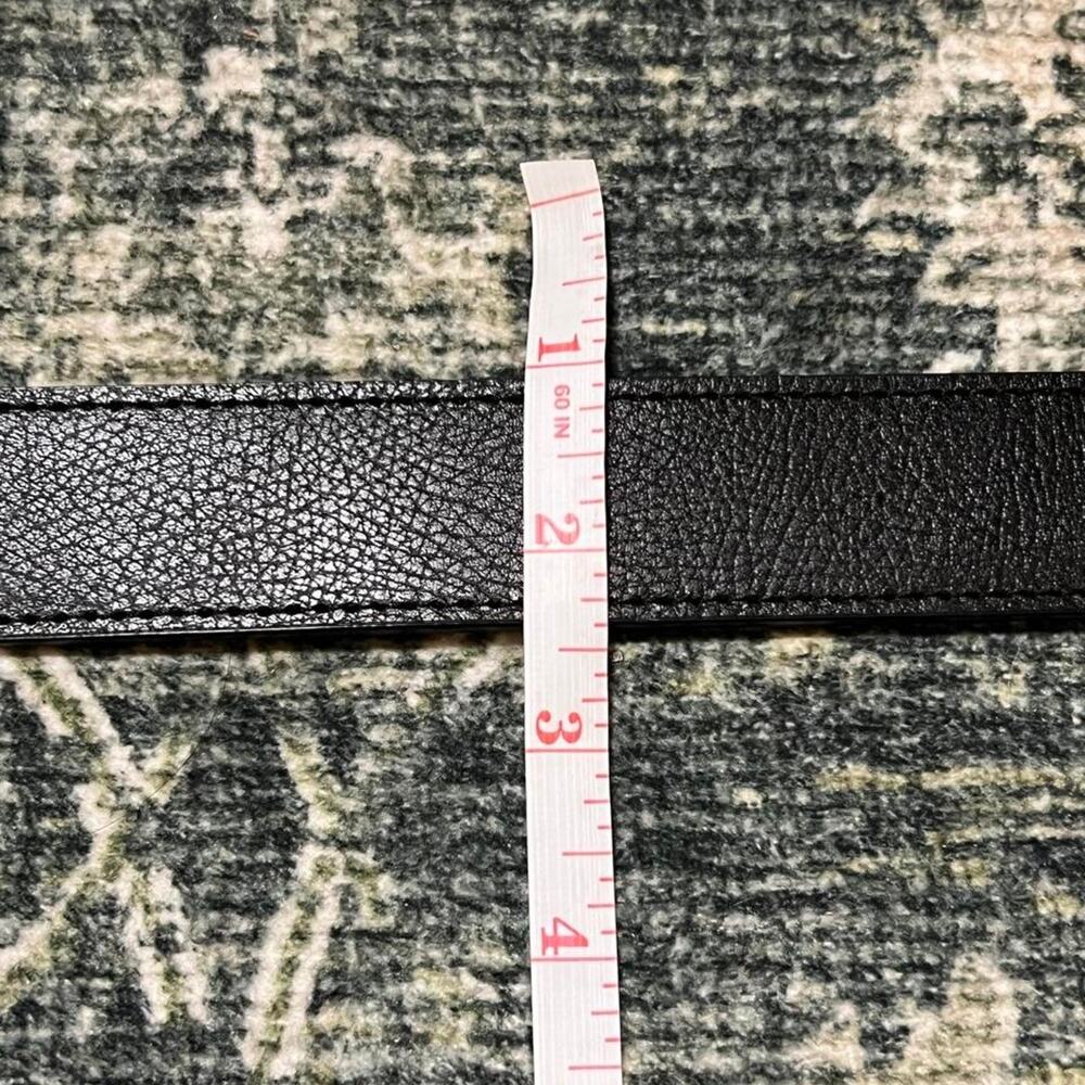 NIKE Reversible Leather Belt Black Brown Silver Buckle Swoosh Size 36 - Picture 8 of 8